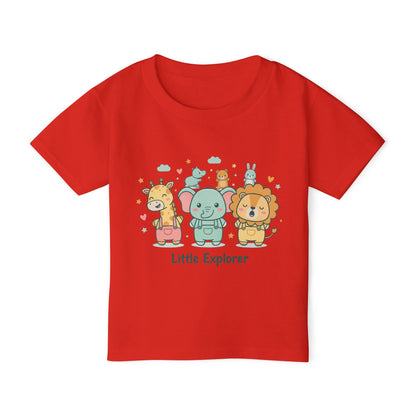Little Explorer Toddler T‑Shirt — Cute Animal Crew with “Little Explorer” Front & “Happy Little Human Here” Back
