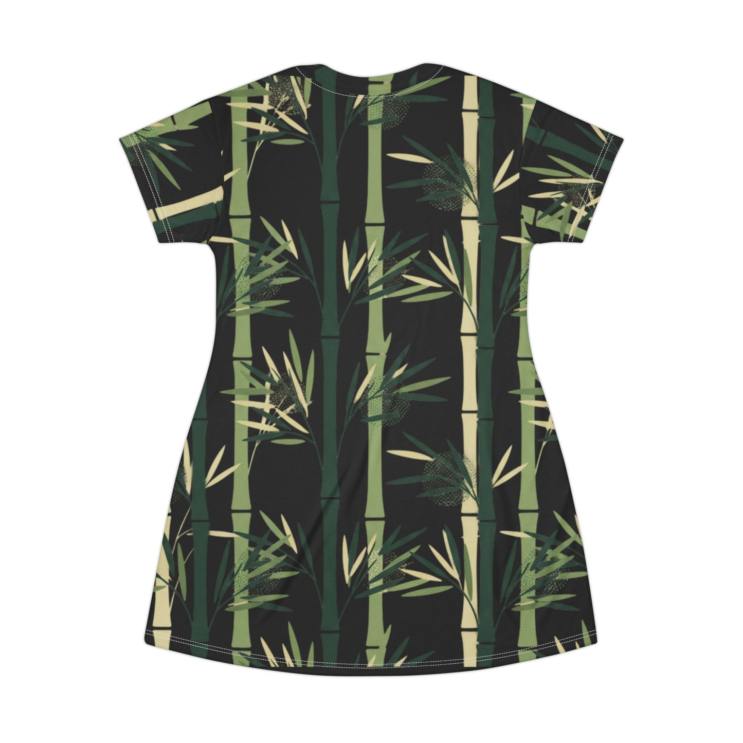 Bamboo Print T‑Shirt Dress — Green Bamboo Forest All‑Over Print