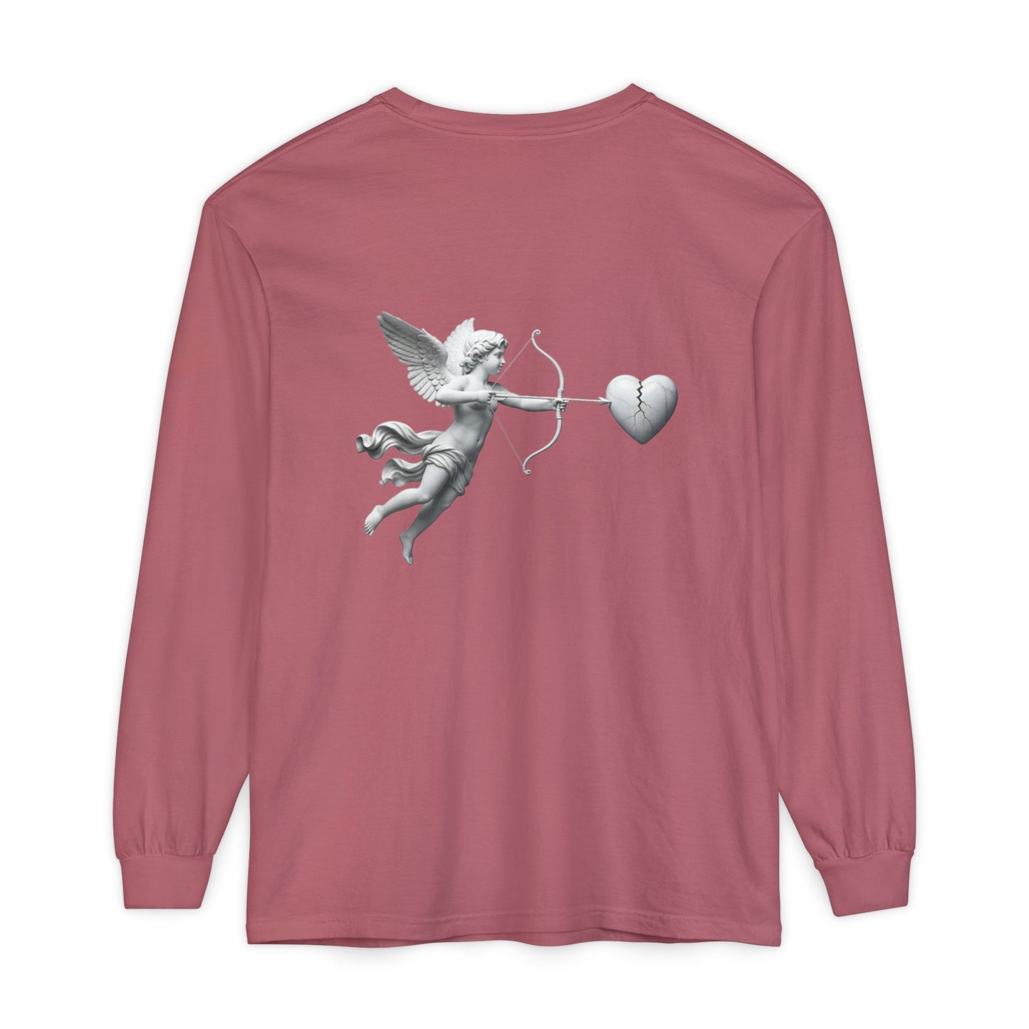 Cupid Cherub Long Sleeve Tee — Vintage Cupid Heart Graphic