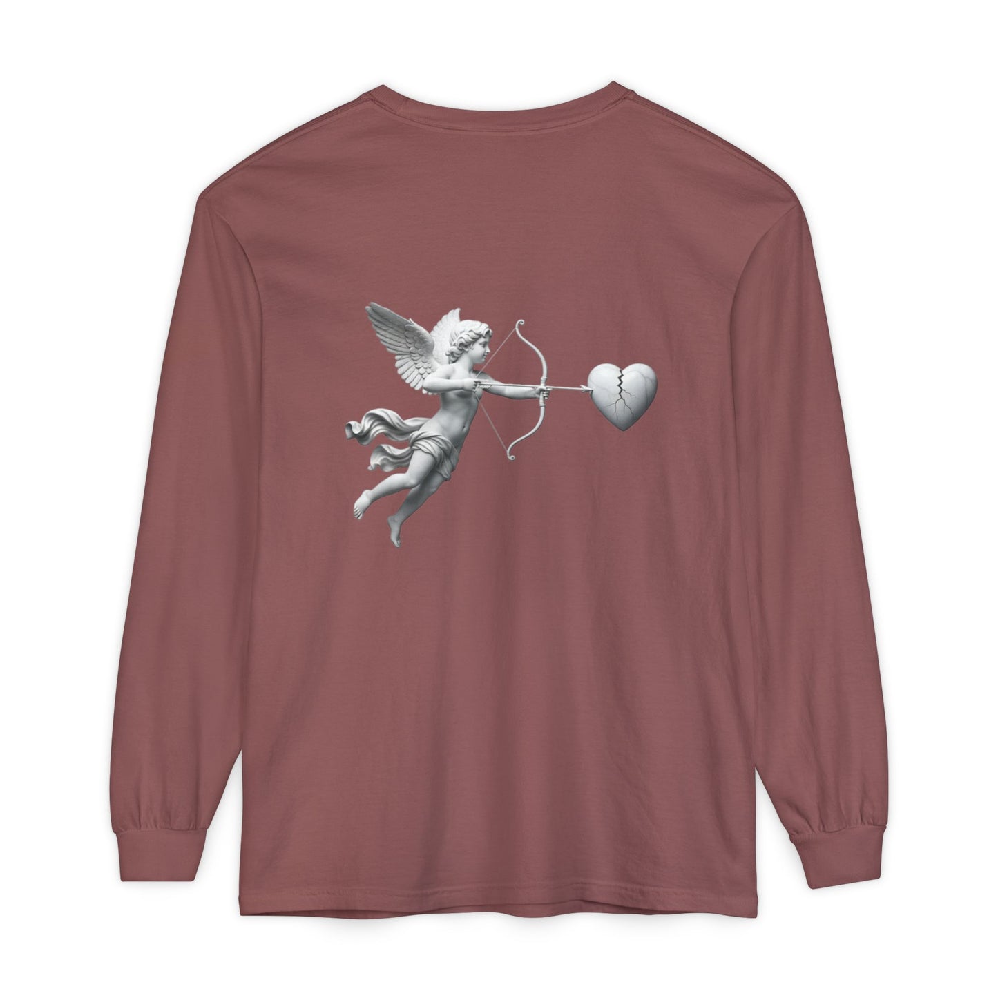 Cupid Cherub Long Sleeve Tee — Vintage Cupid Heart Graphic