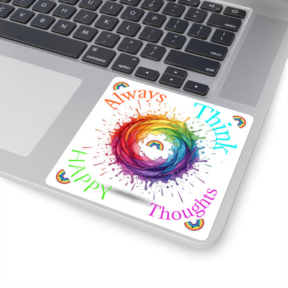 Rainbow Splash Square Sticker — Colorful Swirl with Rainbow Center