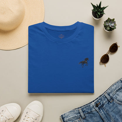 Minimalist Running Horse Tee — Small Chest Silhouette T-Shirt