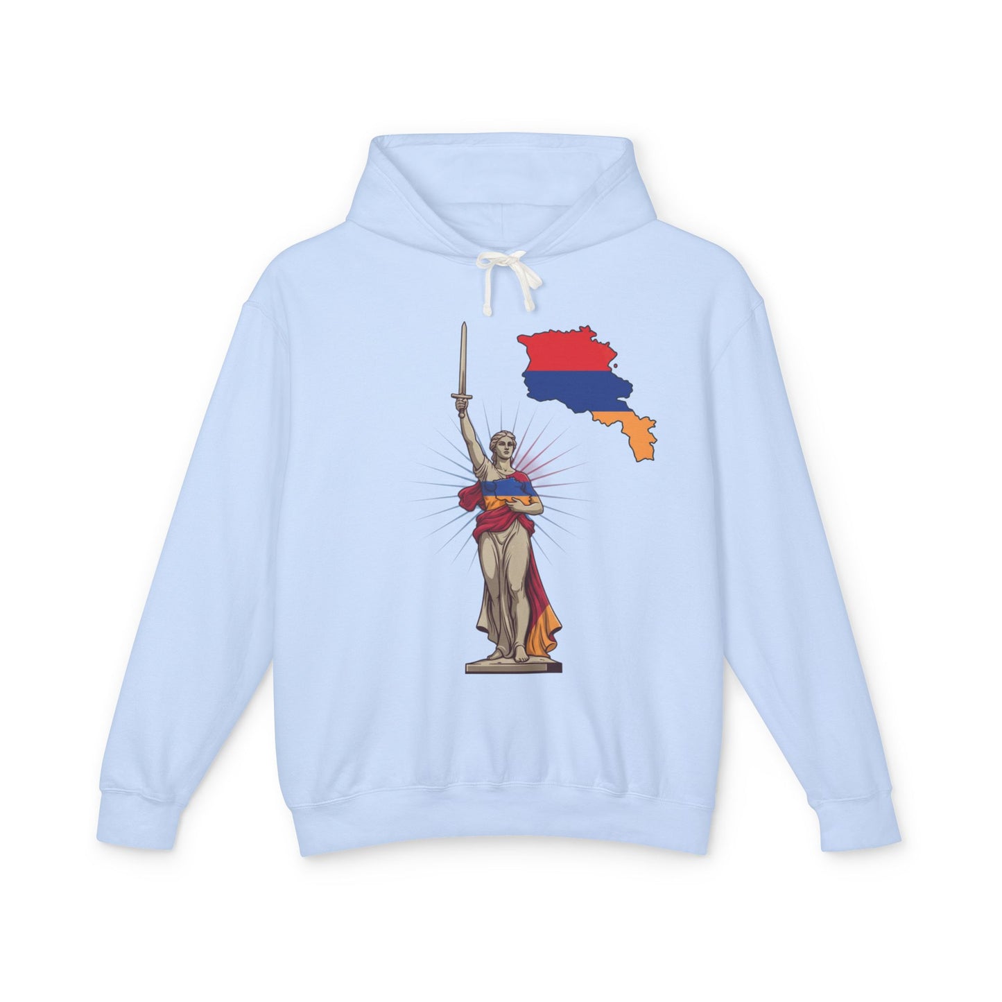 Armenia Pride Hoodie — Lady Justice Draped in Armenian Flag with Map