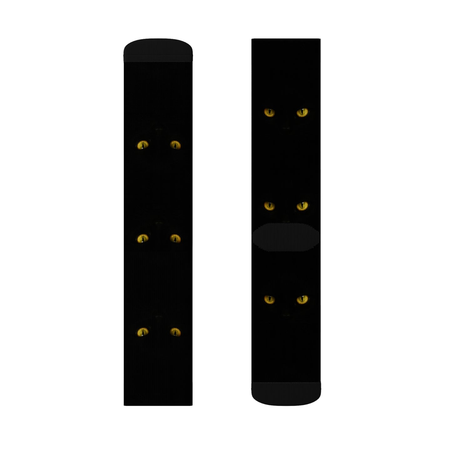 Mystical Cat Eyes Sublimation Socks - Unique Black Crew Socks for Cat Lovers