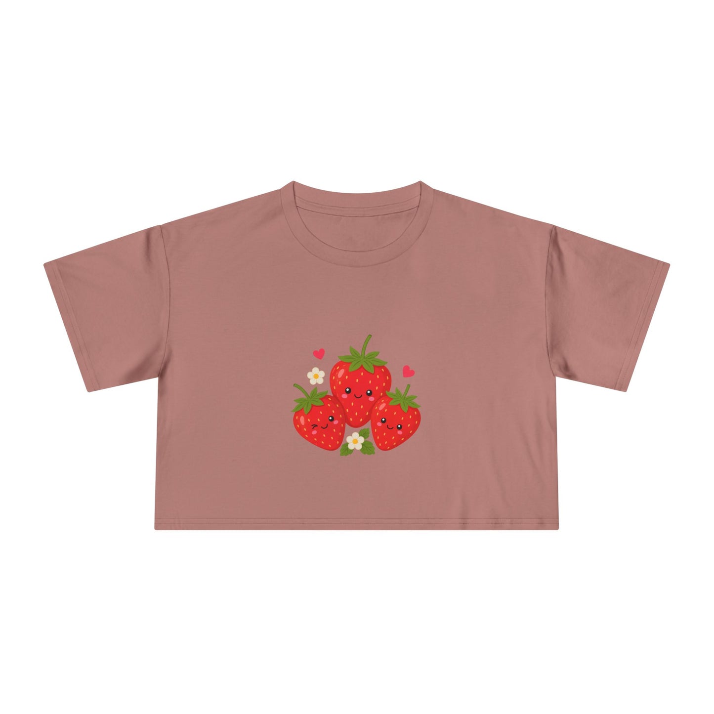 Strawberry Trio Women's Crop Tee — Cute Fruit Graphic Summer Top