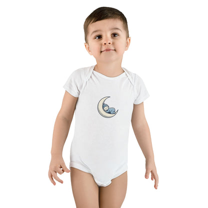 Baby Onesie - 'Little Dreamer' Moon & Sleeping Baby Short Sleeve Bodysuit