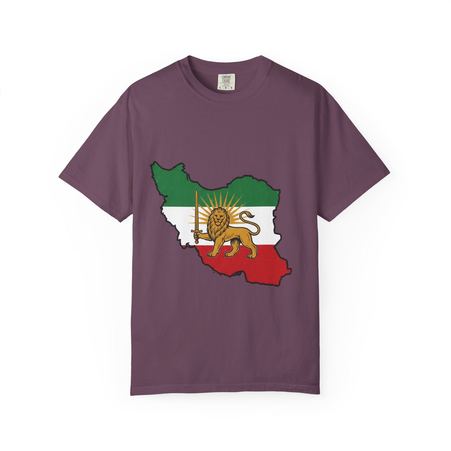 Iran Map T-Shirt with Lion and Sun Flag — Persian Heritage Tee