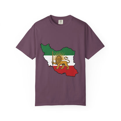 Iran Map T-Shirt with Lion and Sun Flag — Persian Heritage Tee