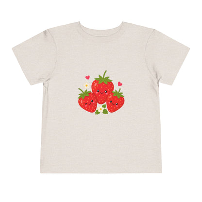 Cute Kawaii Strawberries Toddler Tee — Cute Fruit Graphic Shirt for Kids