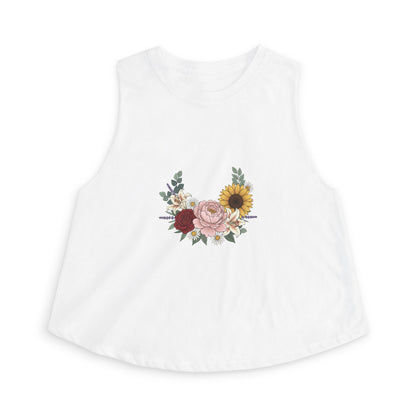 Floral Bouquet Crop Top — Sunflower & Rose Women's Tank