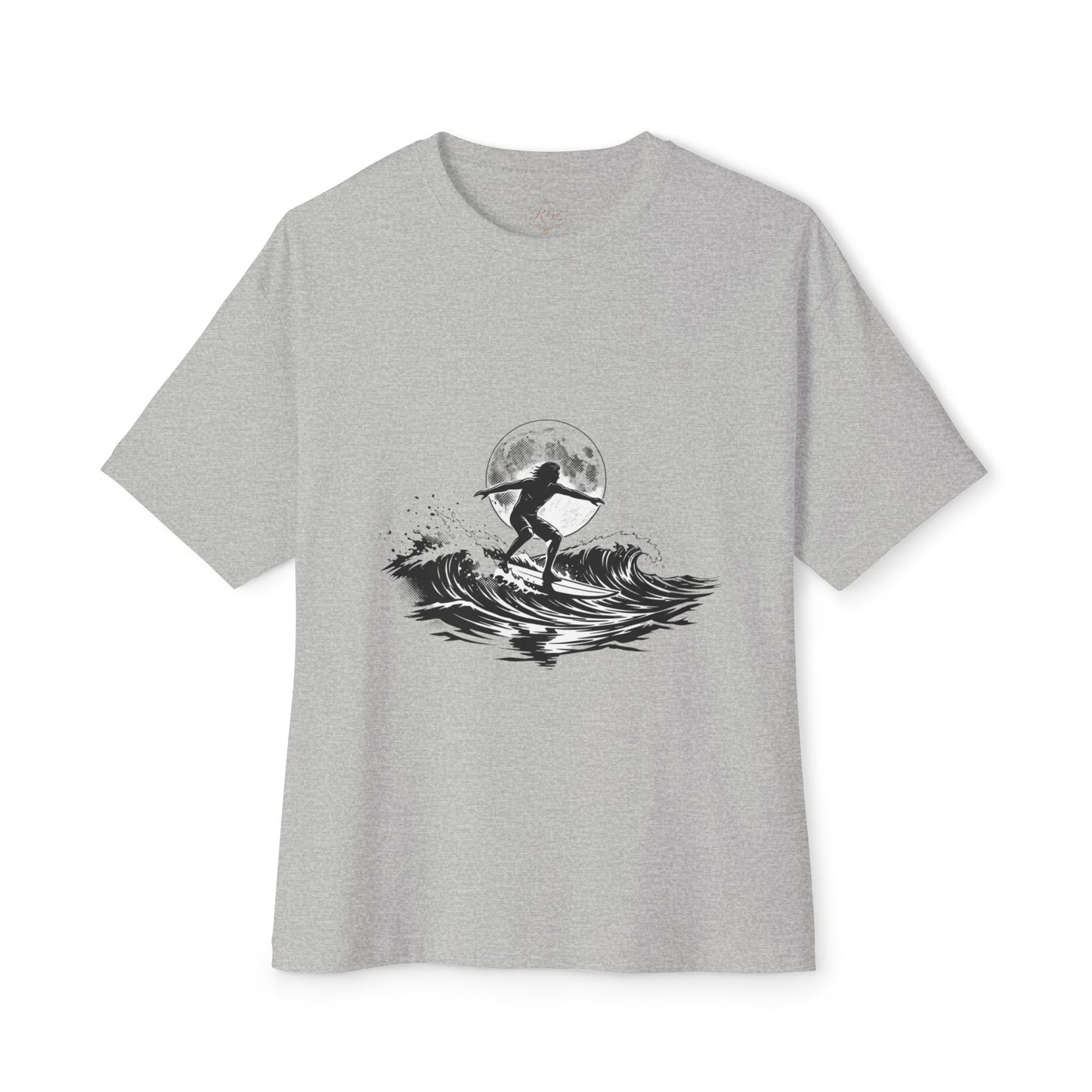 Surf Moon Graphic Tee — Silhouette Surfer on Waves