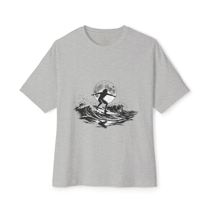 Surf Moon Graphic Tee — Silhouette Surfer on Waves