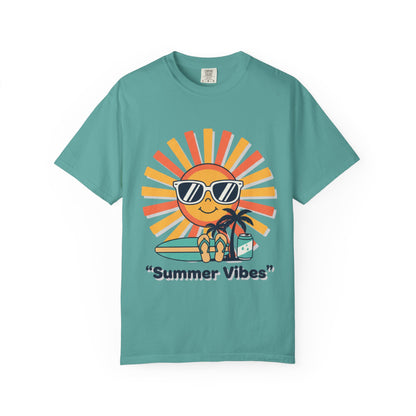 Summer Vibes T-Shirt — Retro Sun with Sunglasses Beach Graphic