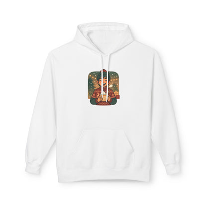 Cosmic Holiday Fleece Hoodie, Cozy Unisex Sweatshirt, Festive Winter Apparel, Unique Gift, Warm Outerwear
