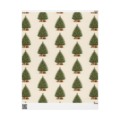 Christmas Tree Wrapping Paper – Vintage Green Tree Pattern Holiday Gift Wrap