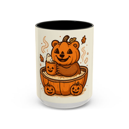 Halloween Bear Coffee Mug, Cute Pumpkin Mug, Fall Decor Gift, Cozy Autumn Drinkware, Seasonal Sip, Holiday Mug