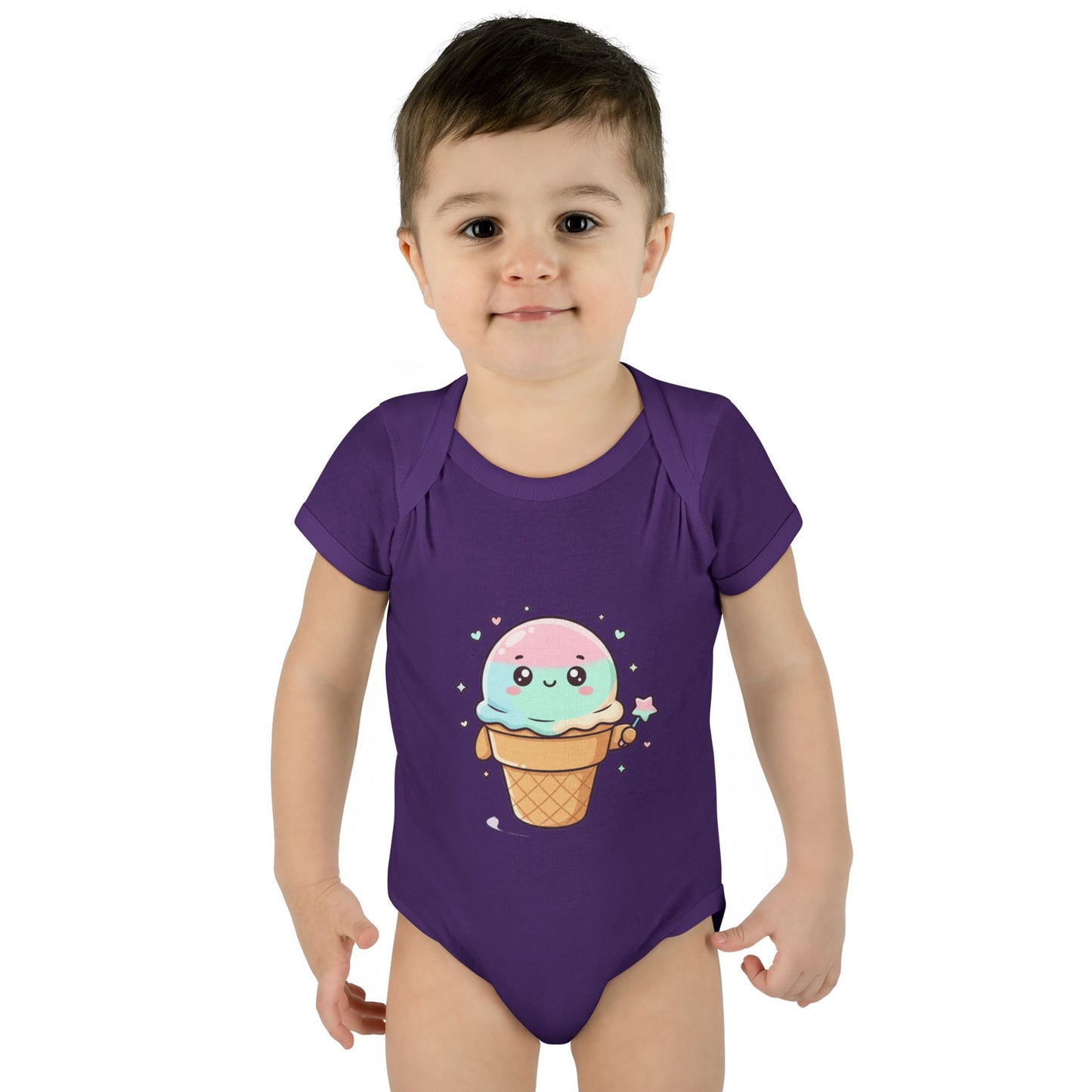 Cute Kawaii Ice Cream Cone Infant Bodysuit - Pastel Baby Onesie