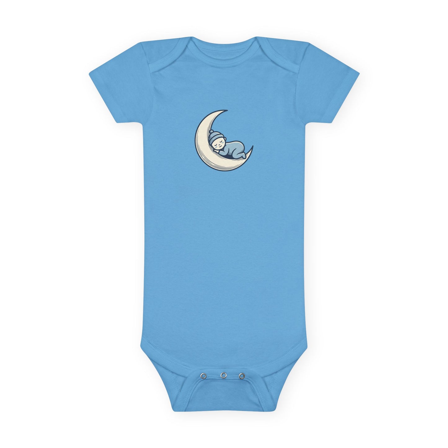 Baby Onesie - 'Little Dreamer' Moon & Sleeping Baby Short Sleeve Bodysuit