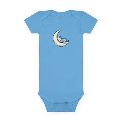 Baby Onesie - 'Little Dreamer' Moon & Sleeping Baby Short Sleeve Bodysuit