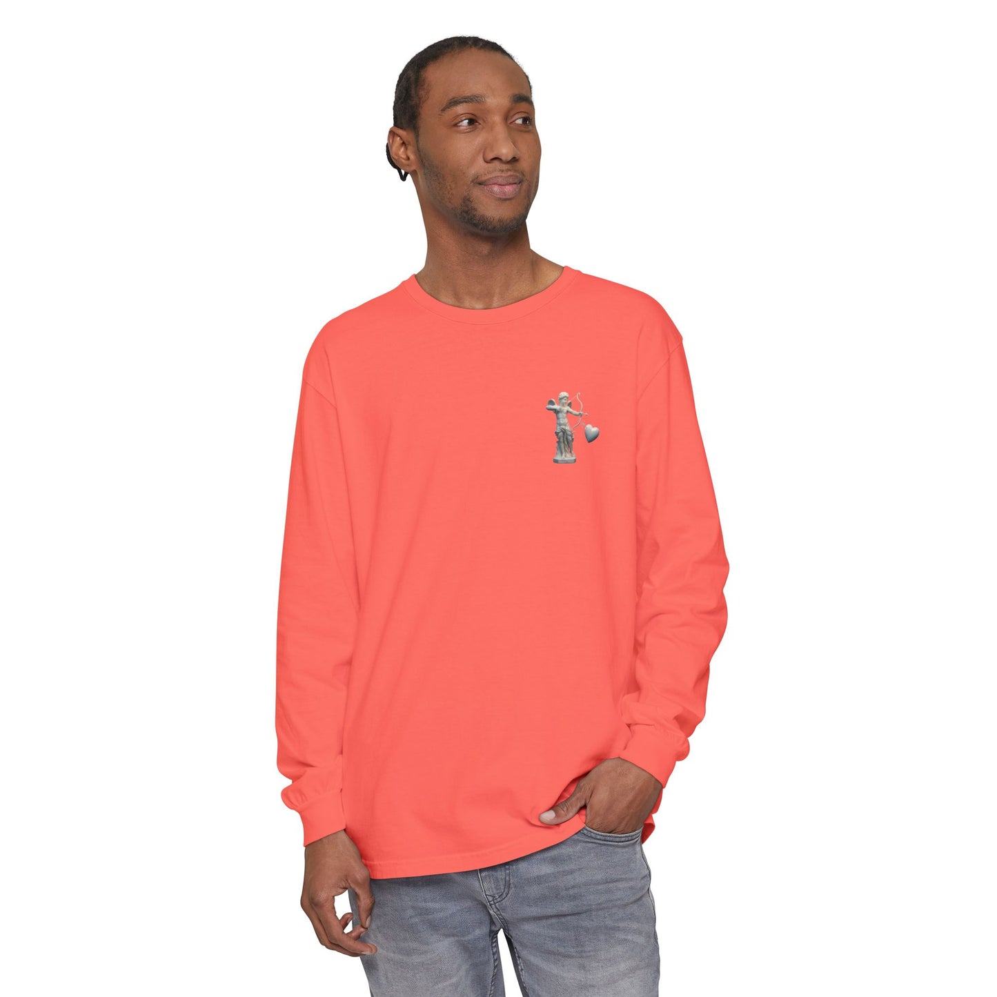 Cupid Cherub Long Sleeve Tee — Vintage Cupid Heart Graphic