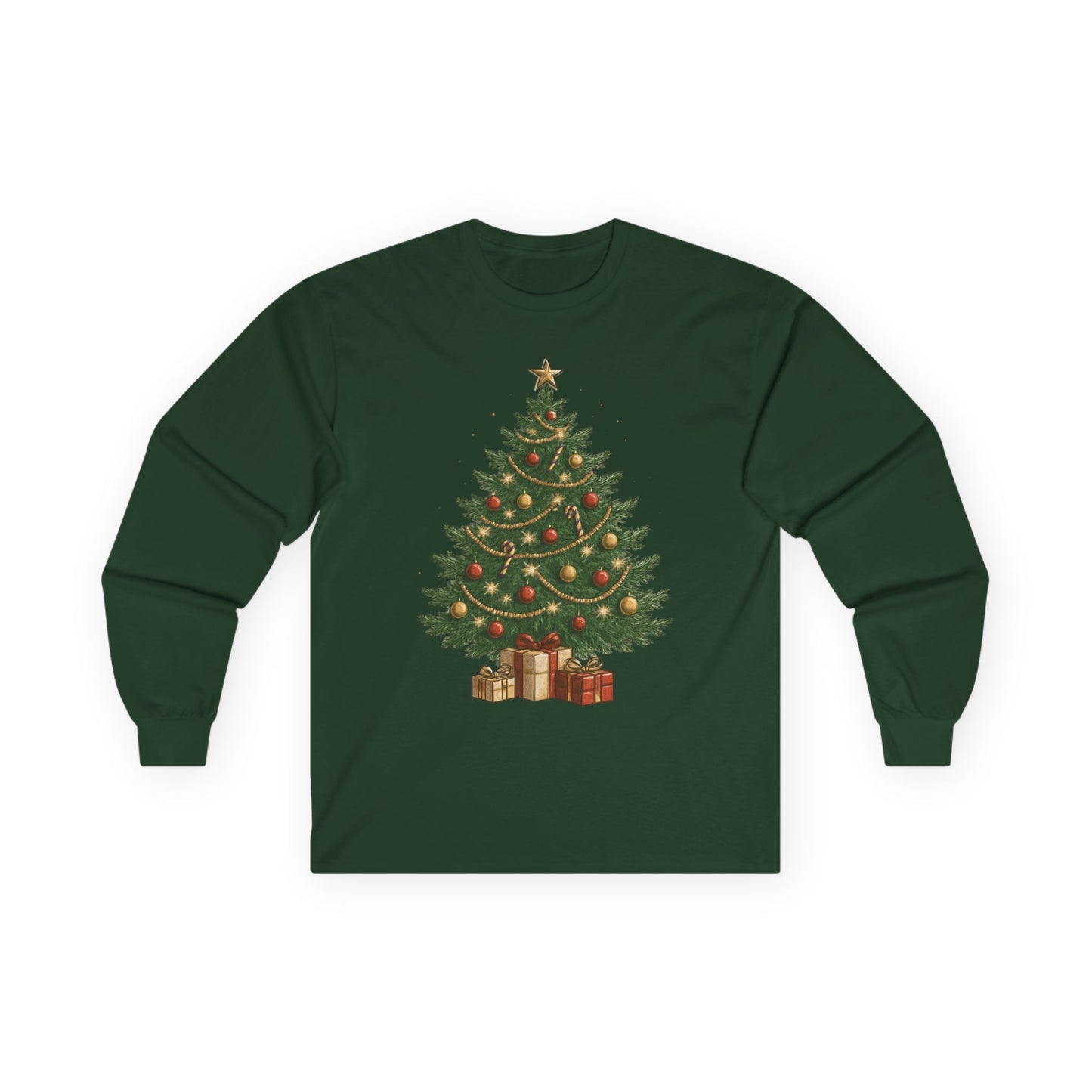 Christmas Tree Long Sleeve Tee | Holiday Apparel, Gift for Him/Her, Winter Fashion, Festive Shirt, Cozy Christmas Wear