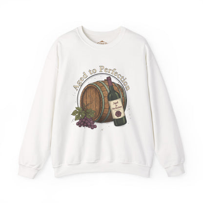 Wine Barrel 'Aged to Perfection' Sweatshirt — "Birthday Vibes Only" Crewneck