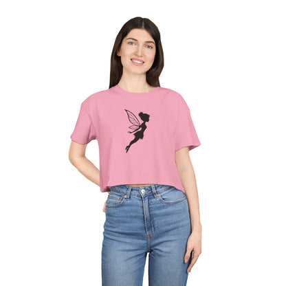 Fairy Silhouette Women's Crop Tee — Whimsical Pixie Graphic Top