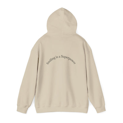 Hoodie — "Smiling Is a Superpower" Minimal White Pullover