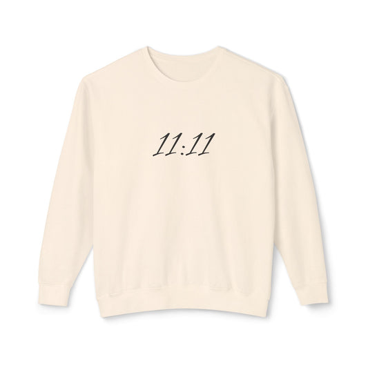 11:11 Crewneck Sweatshirt — Minimal White 'Blessed' Back Design