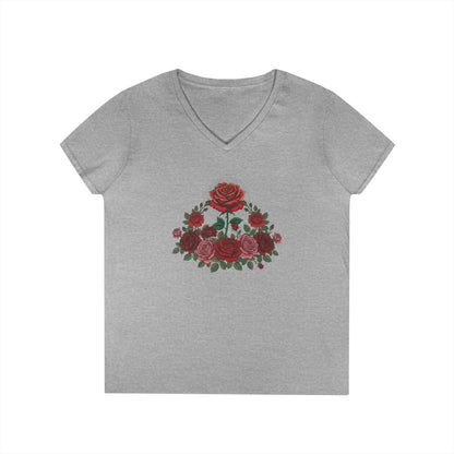 Rose Bouquet V-Neck Tee — Floral Garden Ladies' T-Shirt