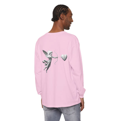 Cupid Cherub Long Sleeve Tee — Vintage Cupid Heart Graphic