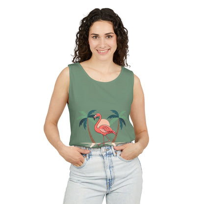 Flamingo Beach Tank Top — Tropical Palm Vacation Graphic Tank