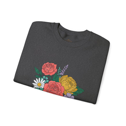 Floral Bouquet Crewneck Sweatshirt — Rose & Daisy Garden Graphic