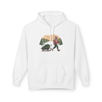 Christmas Tree Hauler Hoodie - Vintage Santa Pulling Tree Winter Sweatshirt