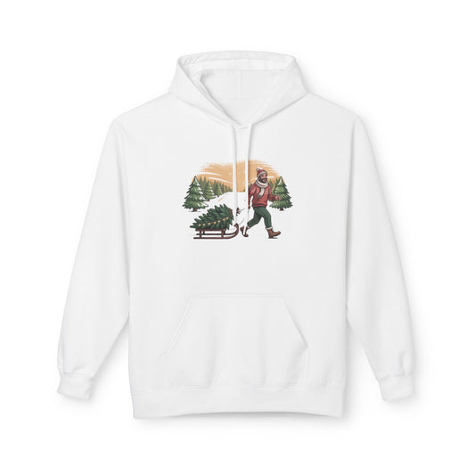 Christmas Tree Hauler Hoodie - Vintage Santa Pulling Tree Winter Sweatshirt