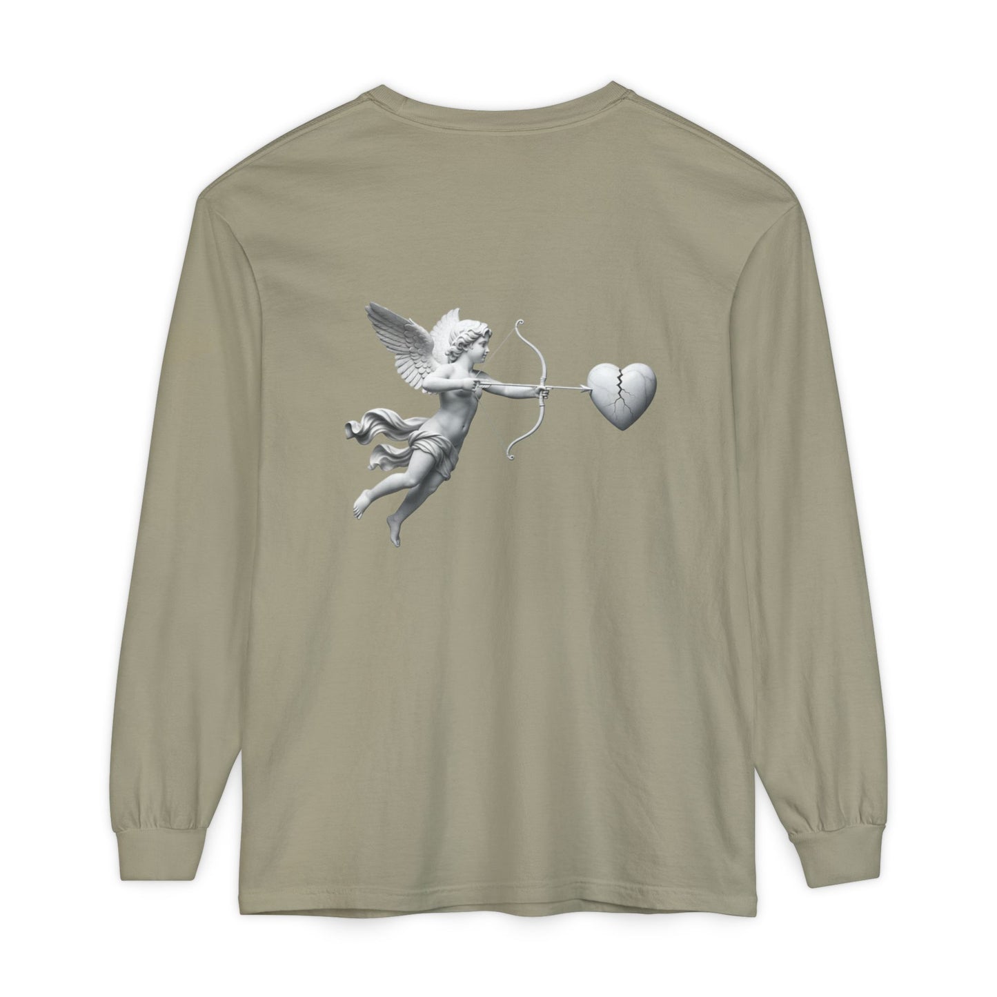 Cupid Cherub Long Sleeve Tee — Vintage Cupid Heart Graphic
