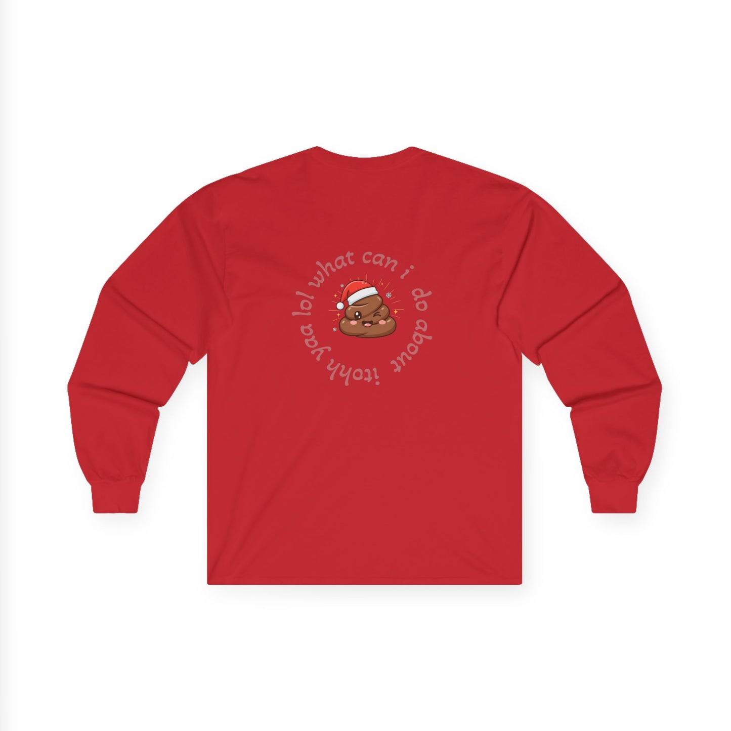 Christmas Coffee Long Sleeve Tee — “Shitter Is Full for Christmas” Funny Holiday Shirt