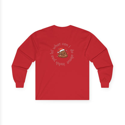 Christmas Coffee Long Sleeve Tee — “Shitter Is Full for Christmas” Funny Holiday Shirt
