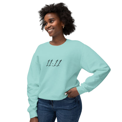 11:11 Crewneck Sweatshirt — Minimal White 'Blessed' Back Design