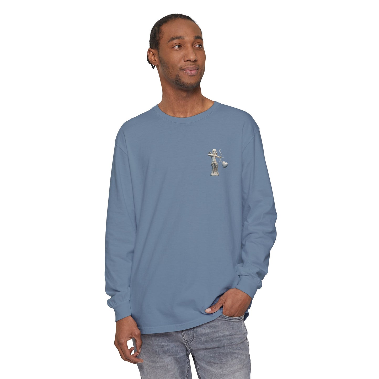 Cupid Cherub Long Sleeve Tee — Vintage Cupid Heart Graphic