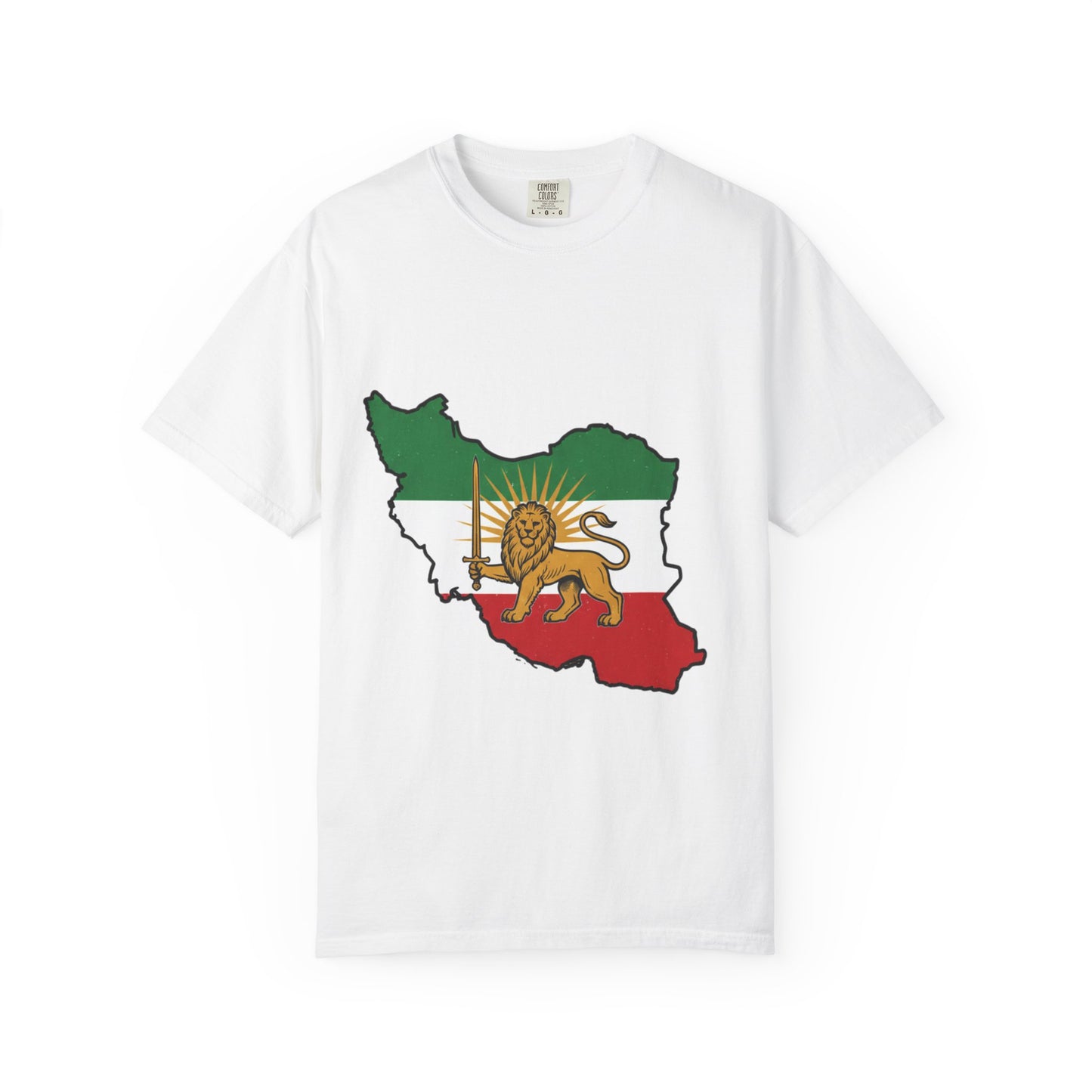 Iran Map T-Shirt with Lion and Sun Flag — Persian Heritage Tee