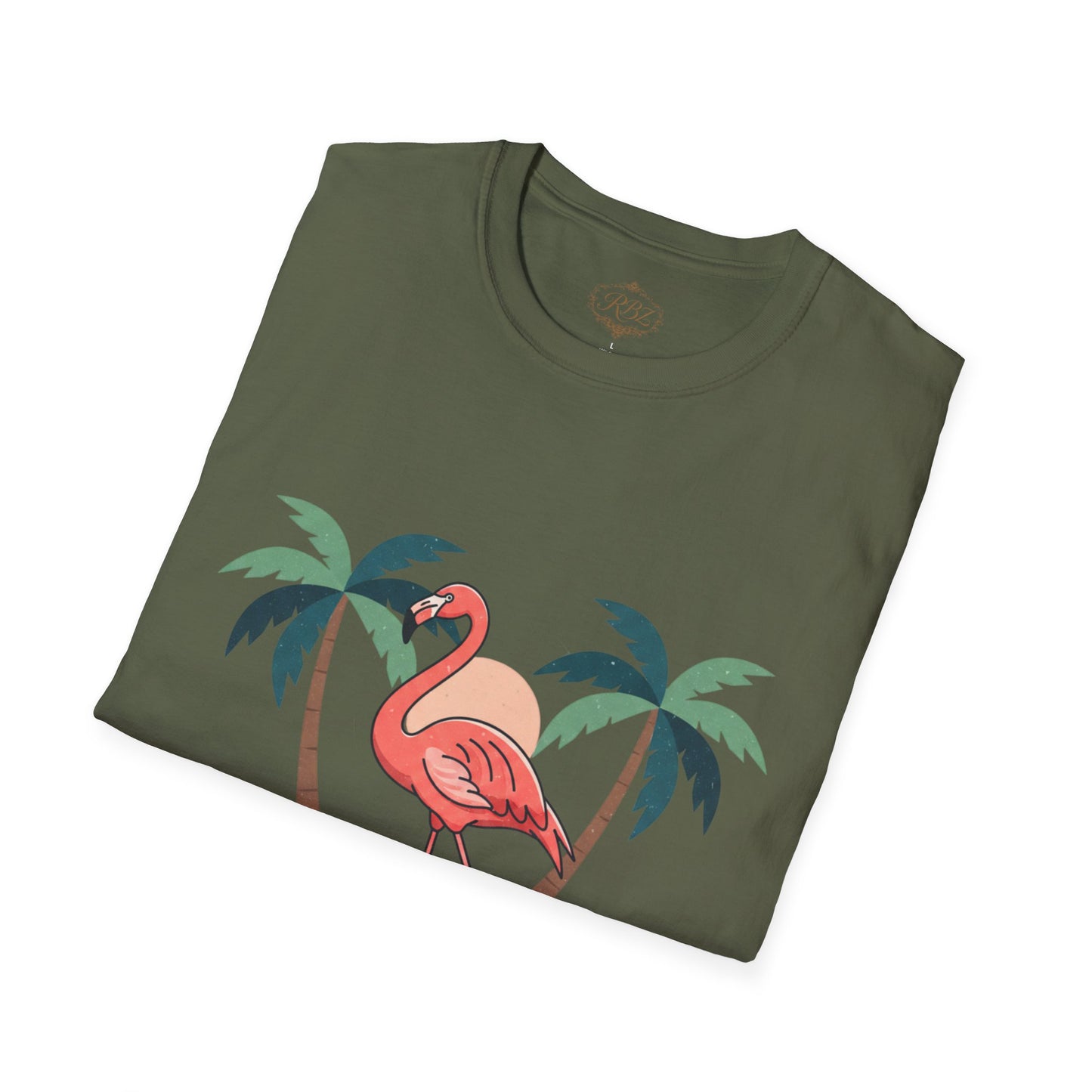 Flamingo Beach T-Shirt — Tropical Palm Island Graphic Tee