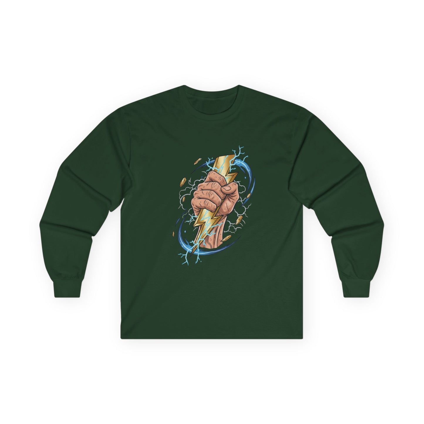 Fist & Lightning Bolt Long Sleeve Tee — Power Graphic Shirt