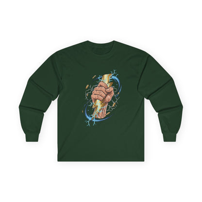 Fist & Lightning Bolt Long Sleeve Tee — Power Graphic Shirt