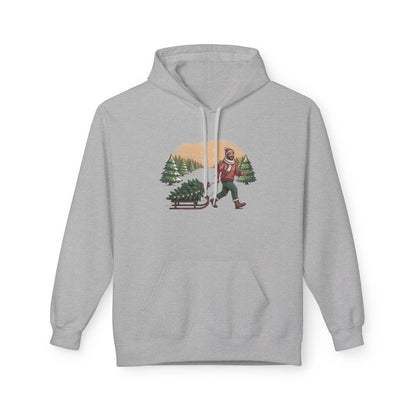 Christmas Tree Hauler Hoodie - Vintage Santa Pulling Tree Winter Sweatshirt