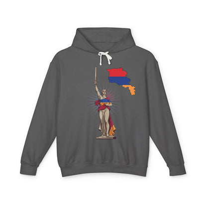 Armenia Pride Hoodie — Lady Justice Draped in Armenian Flag with Map