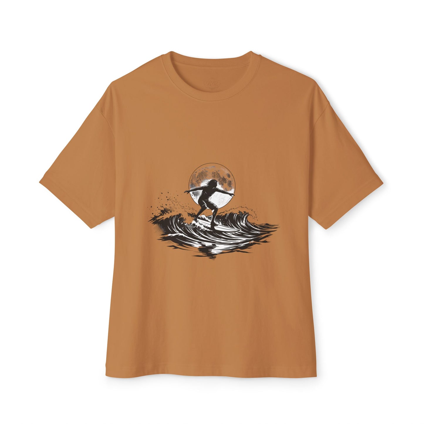 Surf Moon Graphic Tee — Silhouette Surfer on Waves