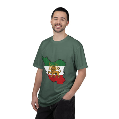 Iran Map T-Shirt with Lion and Sun Flag — Persian Heritage Tee