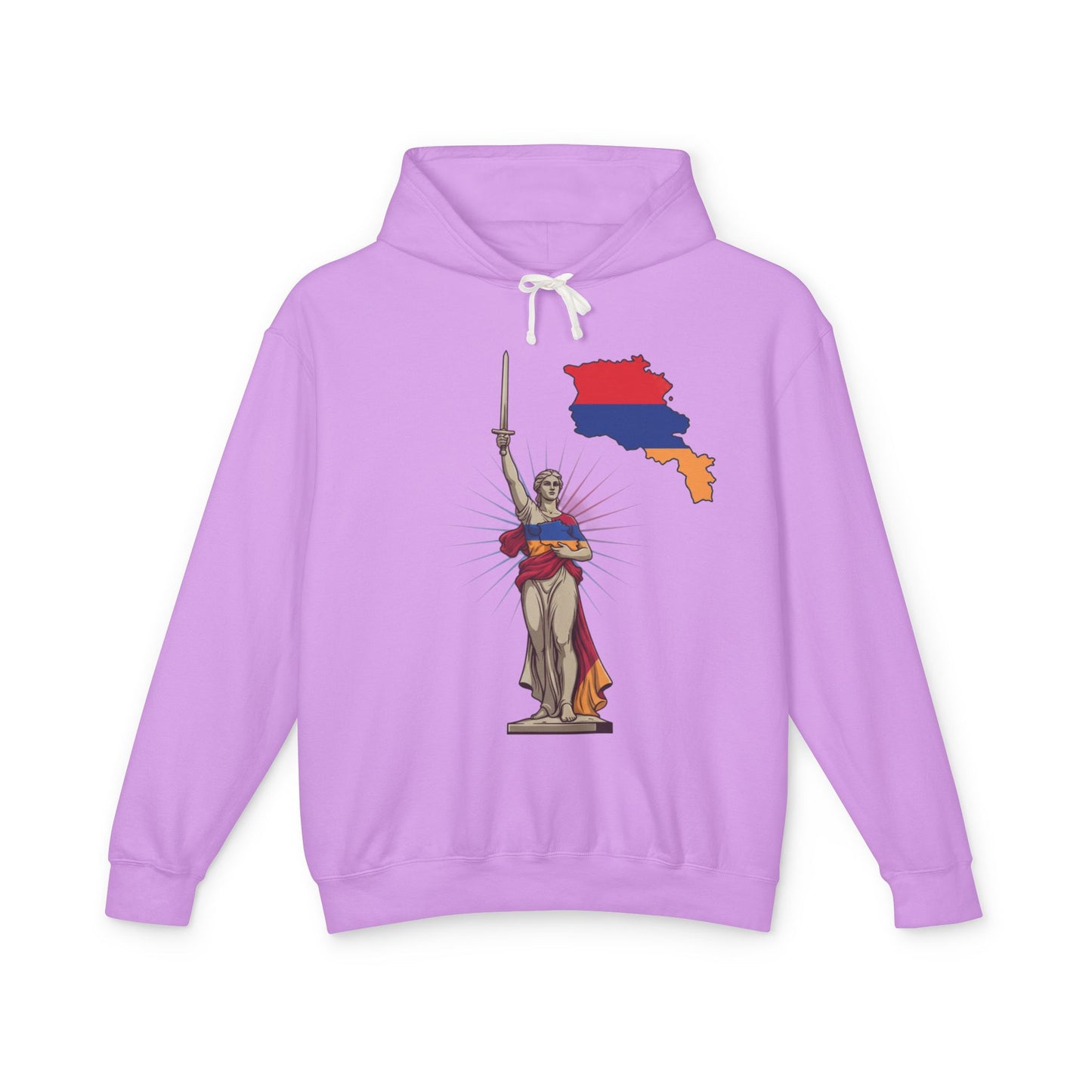 Armenia Pride Hoodie — Lady Justice Draped in Armenian Flag with Map