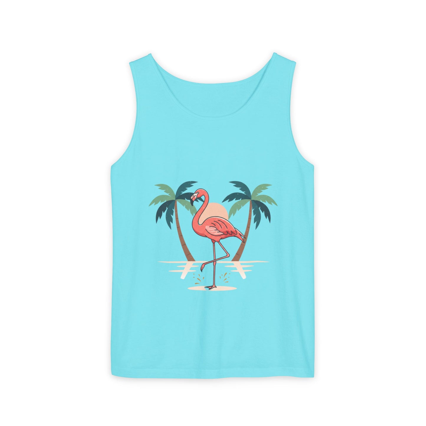 Flamingo Beach Tank Top — Tropical Palm Vacation Graphic Tank